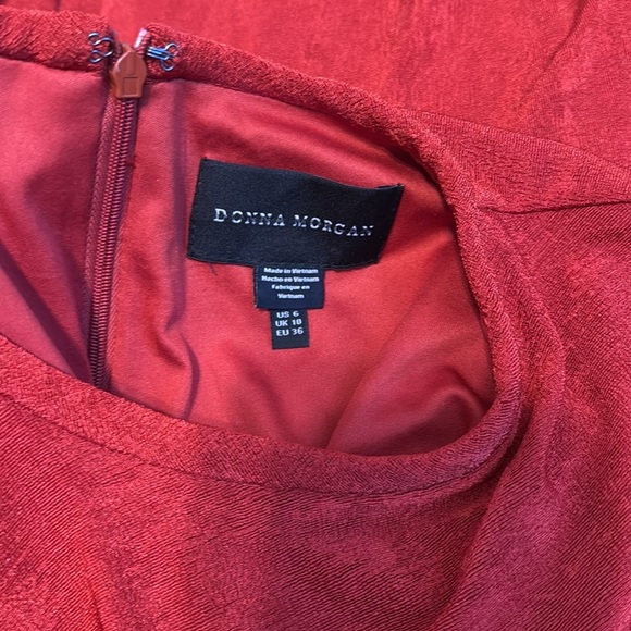 Donna Morgan Women's Ruched Princess Seam Dress Sz 6 Burnt Orange Shimmery - Picture 3 of 9